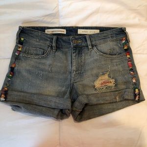 Pilcro Colorful Stitched Denim Shorts